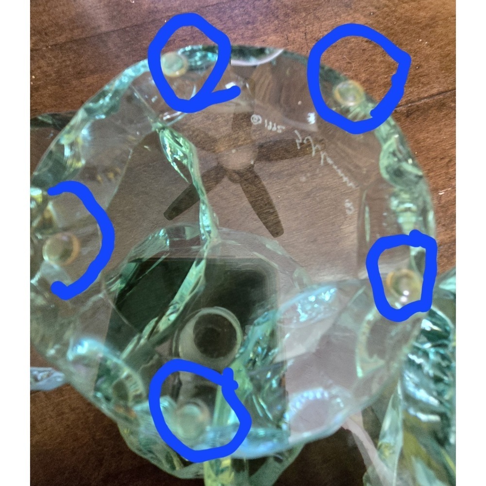 Rare 6 Pc Stephen Schlanser Aqua 'Ice Chip' Glass Art Piece 1992 Signed - Picture 10 of 10